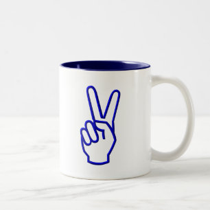 Tasse 2 Couleurs Paix ou V pour la victoire