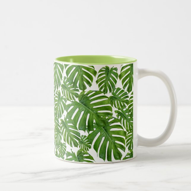 Tasse 2 Couleurs Palm Feuille Tropical Design (Droit)