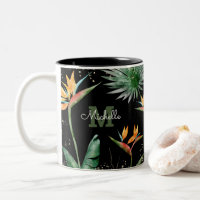 Palme de feuillage tropical Monogramme Or Noir