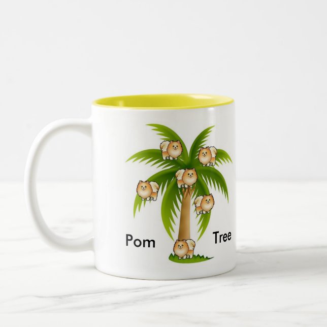 Tasse 2 Couleurs Palmier avec Pomeranians (Gauche)
