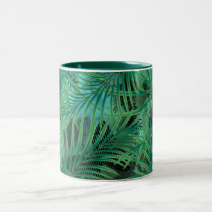 Tasse 2 Couleurs Palmiers feuilles, verts, tropicaux
