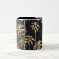 Palmiers tropicaux d'or fascinant sur le noir