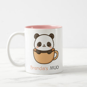 Tasse 2 Couleurs Panda mignonne en Coupe - Nom personnalisé Concept