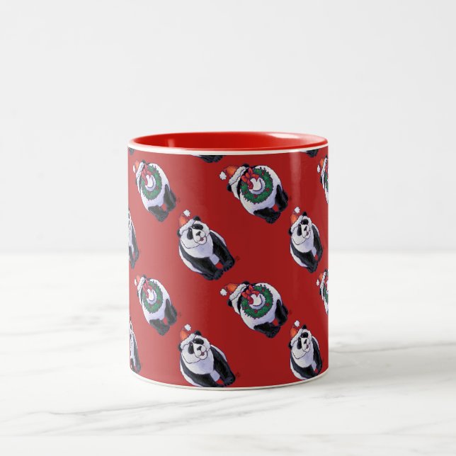 Tasse 2 Couleurs Panda Ours Noël Rouge (Centre)