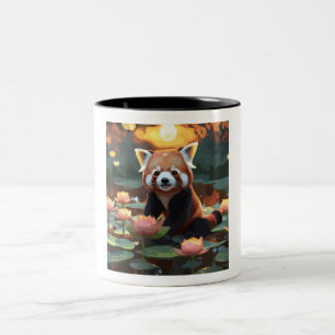 Tasse 2 Couleurs Panda rouge dans l'étang du lotus