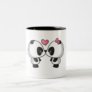 Tasse 2 Couleurs Pandas de baiser mignons je t'aime…