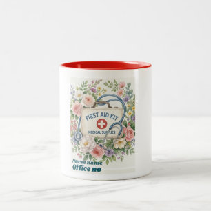 Tasse 2 Couleurs Panneau personnalisé d'infirmière scolaire, floral