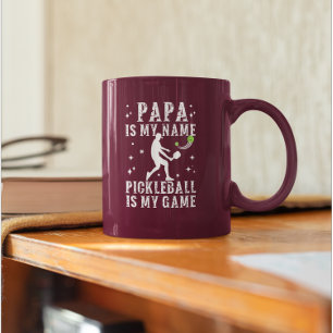 Tasse 2 Couleurs PAPA est mon nom PICKLEBALL est mon cadeau de jeu 