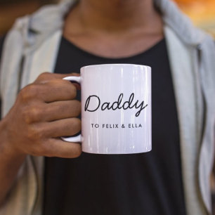 Tasse 2 Couleurs Papa   Fête des pères moderne Script de noms d'enf