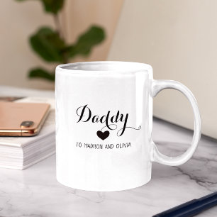 Tasse 2 Couleurs Papa, Modern Kids Noms Fête des pères personnalisé