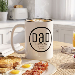Tasse 2 Couleurs Papa Moderne avec Noms Simples d'Enfants