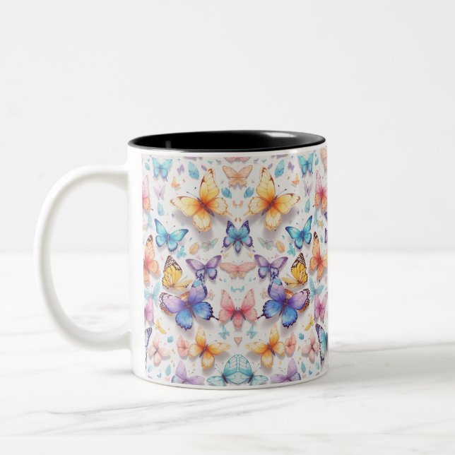 Tasse 2 Couleurs papillon, Aquarelle, couleurs pastel (Gauche)