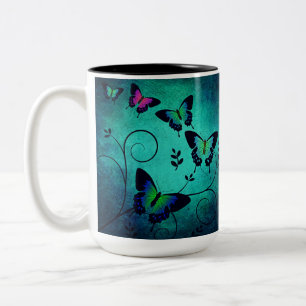Tasse 2 Couleurs Papillon Coloré Fluttering Dans Une Harmonie De Ja