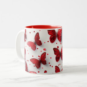 Tasse 2 Couleurs Papillon rouge 3D