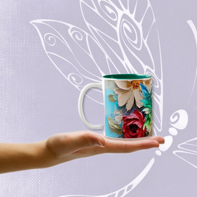 Tasse 2 Couleurs Papillon Woodsy sur les fleurs (Créateur téléchargé)