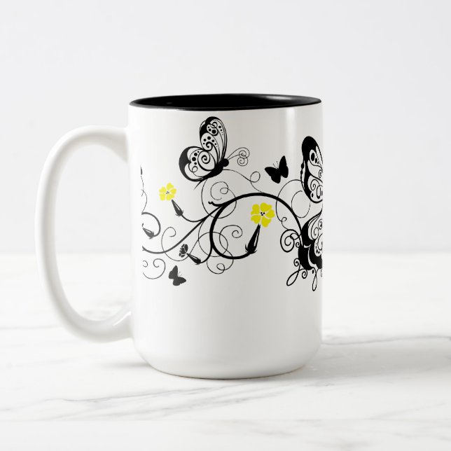 Tasse 2 Couleurs Papillons en dentelle noire 10 (Gauche)