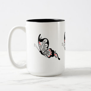 Tasse 2 Couleurs Papillons en dentelle noire 2