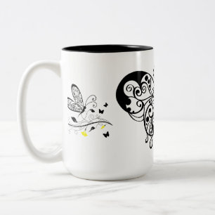 Tasse 2 Couleurs Papillons en dentelle noire 3