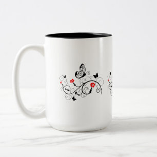 Tasse 2 Couleurs Papillons en dentelle noire 4