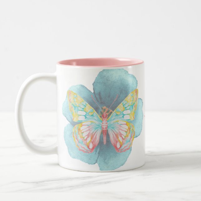 Tasse 2 Couleurs Papillons et fleurs aquarelles (Gauche)