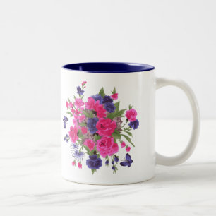 Tasse 2 Couleurs Papillons et fleurs Cadeau de la fête des mères