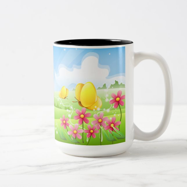 Tasse 2 Couleurs Papillons jaunes (Droit)