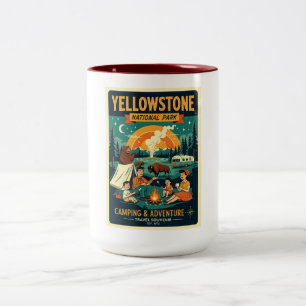 Tasse 2 Couleurs Parc national de Yellowstone Rétro 1950s