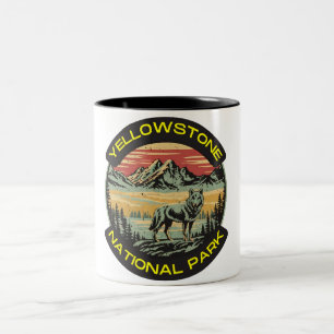 Tasse 2 Couleurs Parc national vintage Yellowstone montagnes de lou