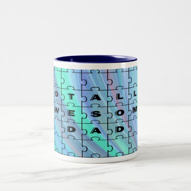 Tasse 2 Couleurs Parfait Puzzle de papa bleu (Centre)