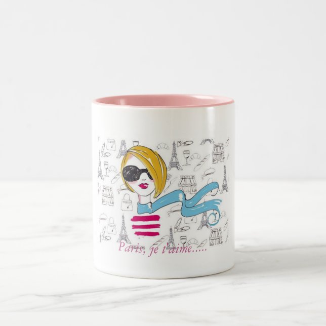 Tasse 2 Couleurs Paris, t'aime de je ..... (Centre)