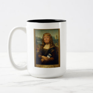 Tasse 2 Couleurs Parodie d'art classique Trump-a-Lisa   Dessin poli