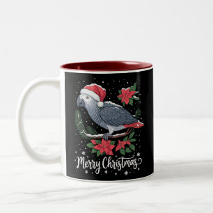 Tasse 2 Couleurs Parrot gris africain de Noël