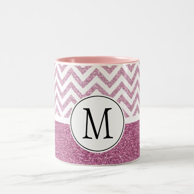 Tasse 2 Couleurs Parties scintillant Chevron de Glam Faux rose (Centre)