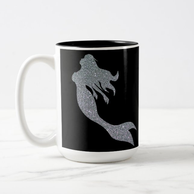 Tasse 2 Couleurs Parties scintillant d'argent étincelle sirène café (Gauche)