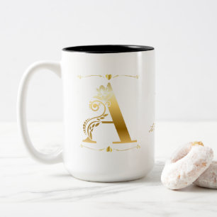 Tasse 2 Couleurs Parties scintillant d'or Un Monogramme Texte et im