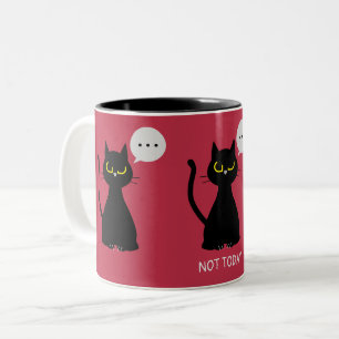 Tasse 2 Couleurs PAS AUJOURD'HUI ! Grognon de chat noir drôle deux
