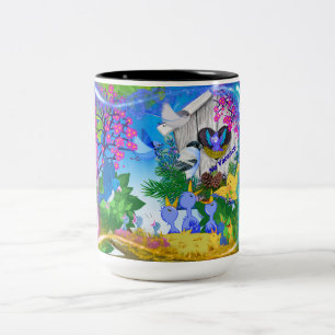 Tasse 2 Couleurs Pas de boue de maison d'oiseaux en vacances