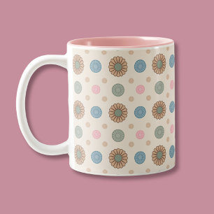 Tasse 2 Couleurs Pastel Babylonien inspiré motif floral