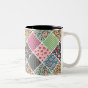 Tasse 2 Couleurs Pastel Floral Quilt Carré