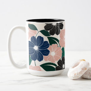 Tasse 2 Couleurs Pastel moderne & Fleur foncée