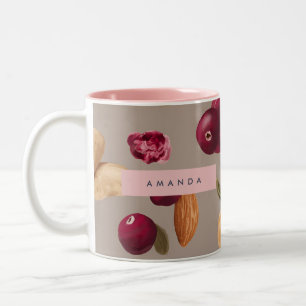 Tasse 2 Couleurs Pastel personnalisé Autumn Harvest Nuts Motif