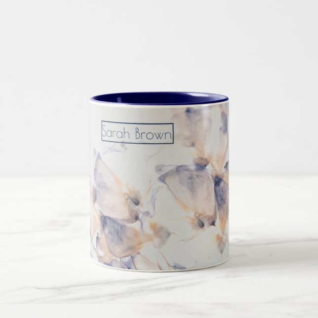 TASSE 2 COULEURS PATELS BLANCS ET BLEUS FLORAUX (Centre)