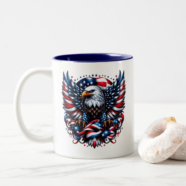 Tasse 2 Couleurs Patriotique (Avec donut)