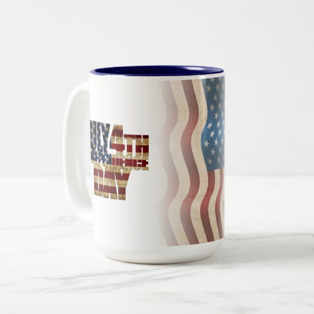 Tasse 2 Couleurs Patriotique Juillet 4 (Devant gauche)