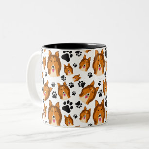 Tasse 2 Couleurs Pattes de chiot de chien de l'Ecosse Sheltie de