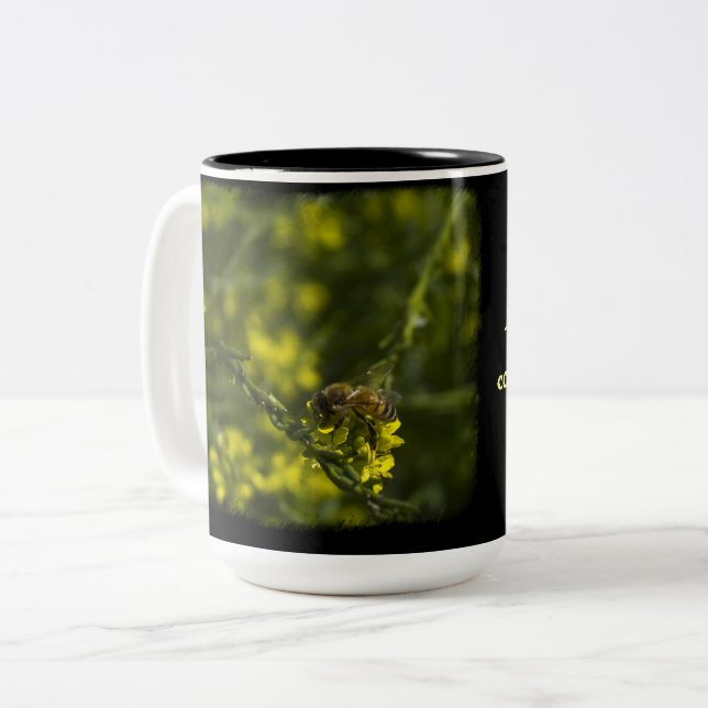 Tasse 2 Couleurs Pause café abeille très occupée (Devant gauche)