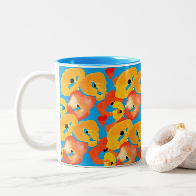 Tasse 2 Couleurs Pavot rouge et orange (Avec donut)