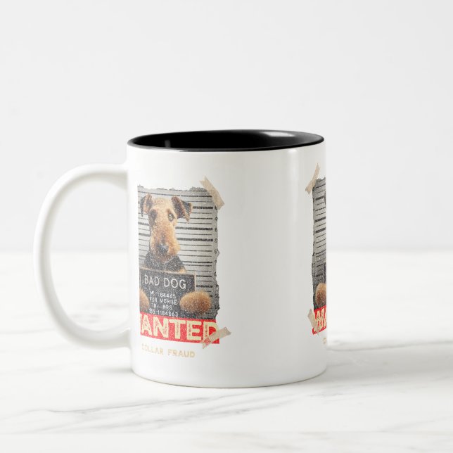 Tasse 2 Couleurs Pawnal Code: "Collar Fraud" - Bad Airedale Terrier (Gauche)