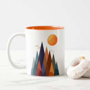 Tasse 2 Couleurs Paysage avec montagnes et soleil