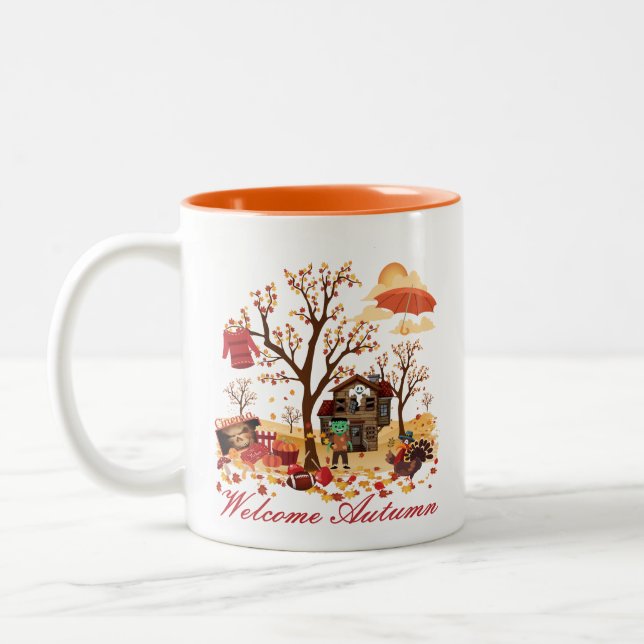 Tasse 2 Couleurs Paysage bienvenu d'automne d'automne (Gauche)